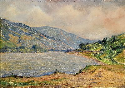 Hanny Franke, 1890 Koblenz-1973 Frankfurt/Main, "Mosellandschaft" 1929, links unten signiert und datiert, Öl/Holz, 25x35 cm, Rahmen 32x42 ...