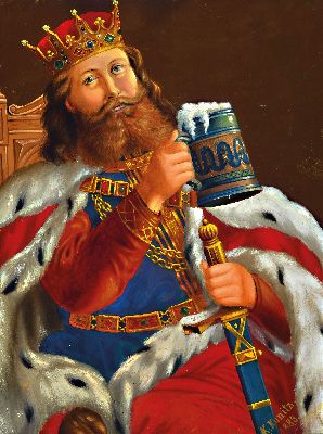 Karl Kunitz, Künstler des ausgehenden 19.Jh. , Gambrinus, restauriert, l. Farbschaden, rechts unten signiert und datiert 1885, Öl/Karton, Rahmen ...