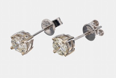 Paar 14 kt Gold Brillant-Ohrstecker, WG 585/000, 2 Brillanten zus. ca. 0.64 ct l.get.Weiß-get.Weiß/vs-si