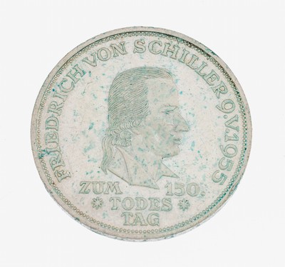 Silbermünze, 5 Mark, Deutschland, 1955, 150. Todestag Friedrich Schiller