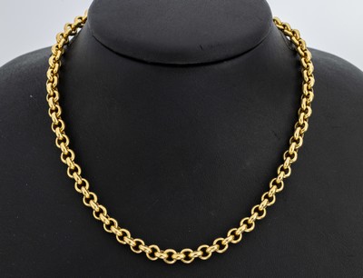 14 kt Gold Collier, GG 585/000, L. ca. 55 cm, Karabinerschließe, ca. 24.4 g
