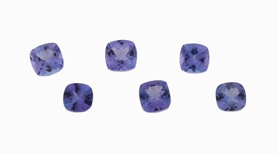 Lot 6 lose Tansanite, zus. ca. 3.79 ct, Kissenschliff
