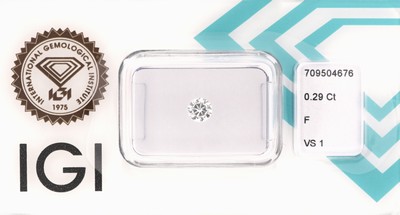 Loser Brillant, 0.29 ct feines Weiß+(F)/vs1, eingeschweißt, IGI-Expertise