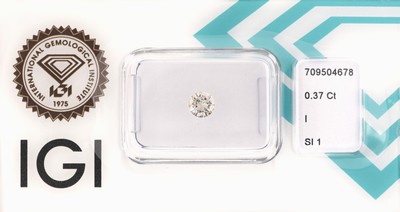 Loser Brillant, 0.37 ct l.get.Weiß(I)/si1, eingeschweißt, IGI-Expertise