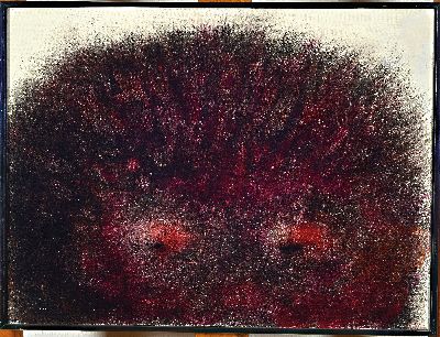 Werner Knaupp, 1936 Nürnberg-2025, "Kopf 19/47", von 1974, Kugelschreiber und Acryl aufLwd, aus Holz doubliert, verso signiert und ...