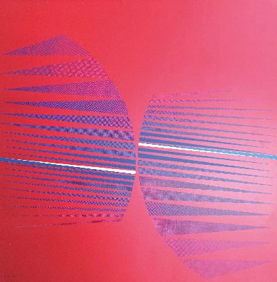 Lothar Quinte, 1923 Neisse-2000 Wintzenbach , Farbserigraphie, "Gegenfächer", 1970, Ed. 74/100, handsigniert, 50x49 cm, ungerahmt; Quinte ...