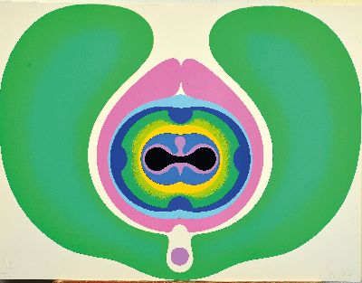 Gernot Bubenik, geb. 1942 Troppau, Farbserigraphie, o.T., Blatt aus der "Genitalienserie" 1962-1969, Ed. 16/120, signiert und datiert 1968, ...