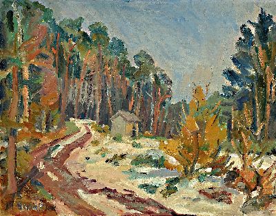 Marie Strieffler, 1917-1987 Landau, Verschneite Winterlandschaft im Pfälzer Wald, Öl/Lwd, links unten sign. und dat. 75, ca. 60x77cm