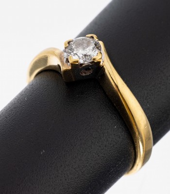 18 kt Gold Brillant-Ring, GG 750/000, Brillant ca. 0.30 ct Weiß/p, RW 54, ca. 3.5 g