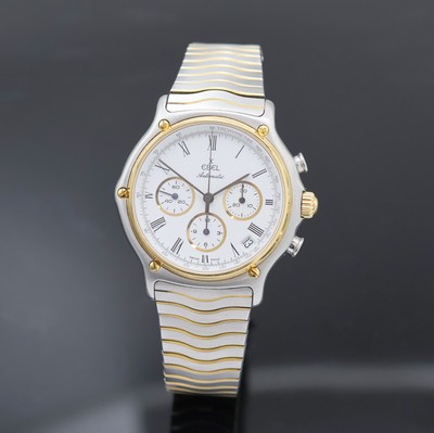 EBEL Schaltradchronograph Referenz 1134901, Schweiz um 1990, Automatik, Edelstahl/Gold kombiniert inkl. Wellengliederband m. Kastenschl., Boden ...