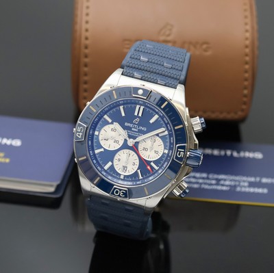 BREITLING Super Chronomat B01 Chronometer Armbandchronograph Referenz AB0136, Schweiz um 2020, Automatik, Edelstahlgeh. beids. vergl., Boden, Krone ...
