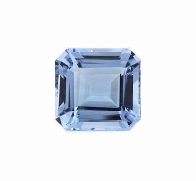 Loser facett. Aquamarin, 23.565 ct, Santa Maria Blue, im Asscher Cut, 18.08 x 17.26 x 10.70 mm, Herkunft Brasilien