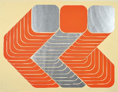 Thomas Lenk, 1933 Berlin-2014 Schwäbisch Hall , Farbserigraphie, OP-Art Komposition, 1971,Ed. 49/100, handsigniert, 65x50 cm, ungerahmt,l. beschmutzt
