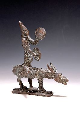 Otto Kallenbach, 1911 - 1992, Trippstadt, Bronzefigur, Harlekin auf Esel reitend, ca. 19.5 x 17 x 10 cm