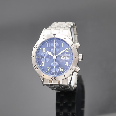 JACQUES LEMANS Flieger-Armbandchronograph Referenz 1-789-T, Schweiz um 1995, Automatik, Edelstahlgeh. inkl. orig. Gliederband m. Faltschl., Boden u. ...
