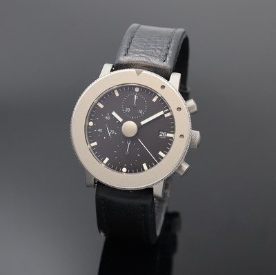 VENTURA Armbandchronograph V-Matic Design Hannes Wettstein, Schweiz um 1995, Automatik, Chronometer in Titan beids. vergl., Boden aufgedr., Krone ...