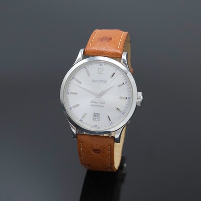 EBERHARD & CO Armbanduhr Extra-fort Referenz 41018, Schweiz um 2005, Automatik, Edelstahlgeh., Boden 6-fach verschr., Krone verschr., silb. Zifferbl. ...