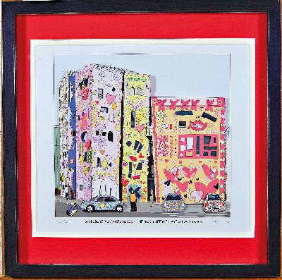Rob Eric, 1954-2013, Tribute to James Rizzi,The Rizzi Beetles are in our town, 3D-Grafik, sign. und dat. 2010, num. XVI/XXV, ca. 25x27cm, PP, u.Gl., ...