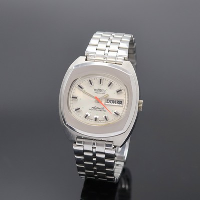 ARSA-MATIC Precision Herrenarmbanduhr in Stahl, Schweiz um 1970, Automatik, Boden verschr., neutr. Stahlband m. Faltschl., silb. Zifferbl. m. aufges. ...