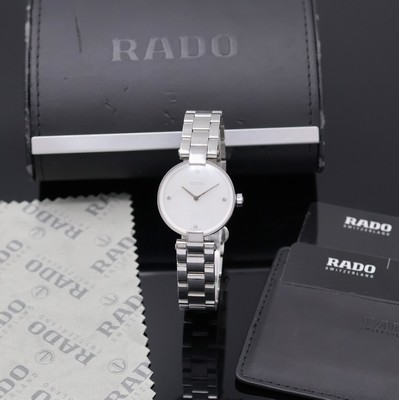 RADO Damenarmbanduhr Coupole Classic Diamonds Referenz 01.963.3854.4.093, Schweiz um 2018, quarz, Edelstahlgeh. inkl. orig. Gliederband m. dopp. ...