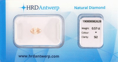 Lose Diamant-Navette 0.57 ct natural fancy pinkish brown/si2, Polish und Symmetry very good, verschweißt, HRD Zertifikat