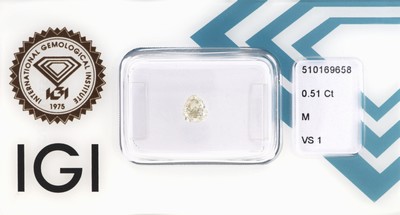 Loser Diamant 0.51 ct Faint Grey(M)/vs1, Polish und Symmetry good, Fluorescence slight, verschweißt, IGI Zertifikat