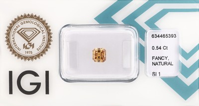Loser Diamant, 0.54 ct Natural Fancy Intense Yellowish Brown/si1, Cut Cornered Square, modified brilliant, verschweißt, Polish und Symmetry very ...