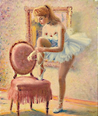Helmut Breuninger, geb. 1921 Frankfurt/Main, Ballerina, Öl/Lwd, signiert, ca. 60 x 50 cm, Rahmen