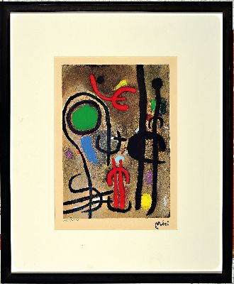 Joan Miro, 1893-1983, Farblithographie mit Pochoir, Femme Oiseau dans la Nuit", aus der Serie "Miro Cartones 1959-1965" der Pierre ...