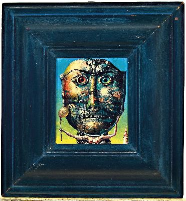 Otto Geiss, 1939-2005, Surrealistischer Kopf, Öl/Papier, rechts oben sign. und dat. 1978, ca. 13x11cm, R. ca. 26x24.5cm