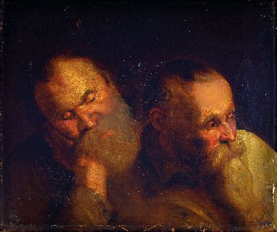 Unbekannter Künstler des 17./18. Jh., zwei Charakterköpfe im Stil des Anthonius van Dyk, Öl/Lwd, rest., mit Retuschen, doubl., einige ...