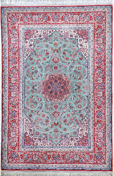 Esfahan fein(14 Kheft), Persien, Mitte 20.Jhd, Korkwolle mit und auf Seide, ca. 220 x150 cm, ca. 1,0 Mio. Kn/qm, EHZ: 1-2