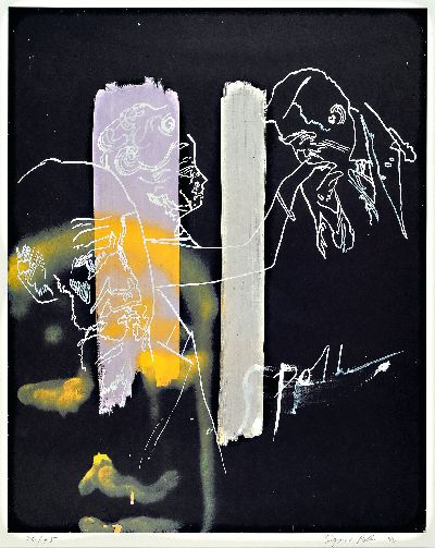 Sigmar Polke,1941-2010, Handkuss, Farboffset von 1995, lim. Auflage, 70/75, handsigniert, auf Hahnemühle- Büttenkarton, Edition Staeck, Heidelberg, ...