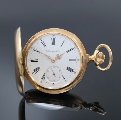 CHRONOMETRE große und schwere Herrensavonette mit Chronometerhemmung in RoseG 585/000, Schweiz um 1900, guill. 3-Deckel Goldgeh. m. à-goutte ...