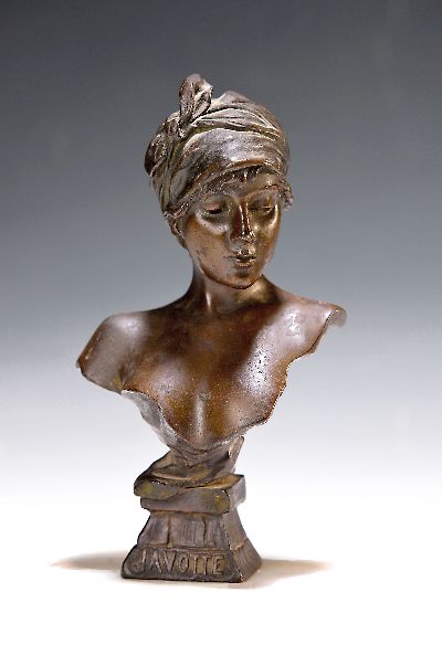 Emmanuel Villanis, 1858-1914, Javotte, kleine Bronzeskulptur, signiert, H. ca. 15.5cm