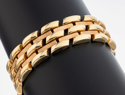 14 kt Gold Armband, GG/RG 585/000, RG mattiert, L. ca. 18.5 cm, Kastenschloss mit 2 Sicherheitsachten, ca. 40.5 g