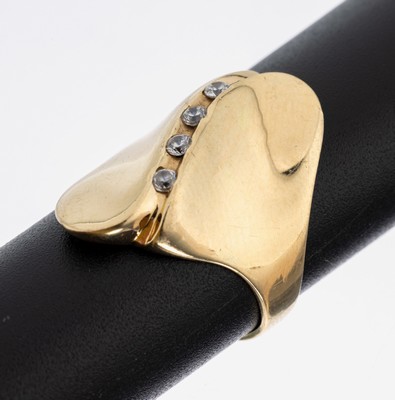 14 kt Gold Ring, GG 585/000, Zirkoniabesatz, total ca. 5.5 g, RW 55.5