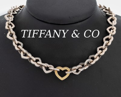 TIFFANY & CO Collier, 925er Silber, herzf. Glieder, 1 Glied GG 750/000, L. ca. 40 cm, Steckschließe, sign.