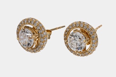 Paar 18 kt Gold Brillant-Ohrstecker, GG 750/000, 1 Brillant 0.50 ct hochfeines Weiß(D)/lr, und 1 Brillant 0.53 feines Weiß(F)/lr, abnehmbare ...