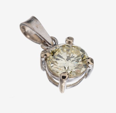 14 kt Gold Brillant-Anhänger, GG 585/000, Brillant ca. 0.69 ct Brown Greenish Yellow/si2, GWLAB Expertise für Brillant anbei