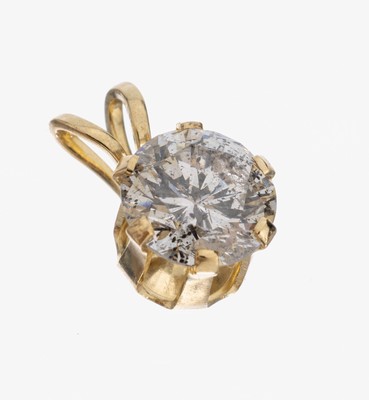 14 kt Gold Brillant-Anhänger, GG 585/000, Brillant 1.0 ct l.get.Weiß/p1-2