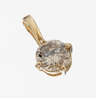 14 kt Gold Brillant-Anhänger, GG 585/000, Brillant ca. 1.60 ct Getönt/p2