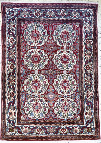 Esfahan"Ahmad"antik, Persien, um 1900, Wolle auf Baumwolle, ca. 200 x 145 cm, EHZ: 1-2, (fachkundig gereinigt)