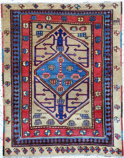 Seltener antiker Bakhshaiesh, Persien, 19.Jhd, Wolle auf Baumwolle, ca. 140 x 110 cmEHZ:(gleichmäßig dünn)