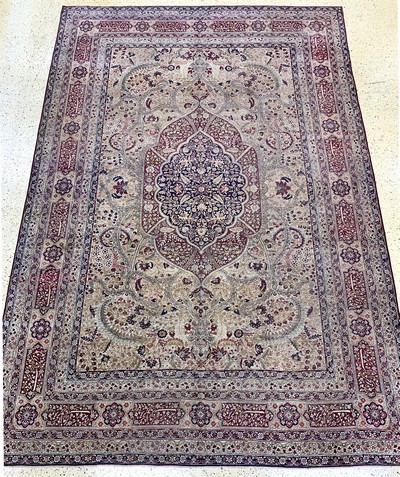 Kerman"Lawar"antik, Persien, um 1900, Wolleauf Baumwolle, ca. 481 x 330 cm, EHZ:(gleichmäßig dünn), minimal restauriert
