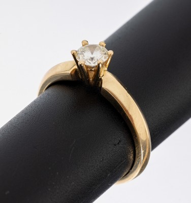 14 kt Gold CHRIST Brillant-Ring, GG 585/000, Brillant ca. 0.53 ct (grav.) Weiß/si,RW 58.5, ca. 4.7 g, mit Etui