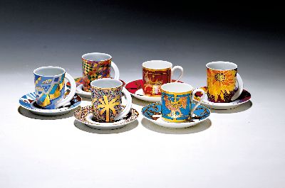 6 Künstler-Espressotassen mit UT, Villeroy & Boch und Rosenthal, je Tasse mit UT, 2x V & B / Heinrich: Carrousel Nostalgie "Bunny" und ...