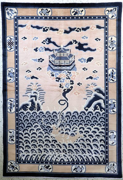 Ning-Hsia alt, China, um 1930-1940, Wolle auf Baumwolle, ca. 245 x 167 cm, EHZ: 1-2, (fachkundig gereinigt)