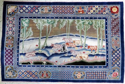 Antiker Peking"Metallbrokat", China, 19.Jhd, Wolle auf Baumwolle, ca. 180 x 275 cm, EHZ: 2 (minimal restauriert)