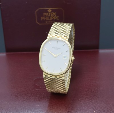 PATEK PHILIPPE Ellipse D`Or feine und seltene Herrenarmbanduhr in GG 750/000 Referenz 3747/00, quarz, 2-teil. Geh. inkl. Gliederband m. ...